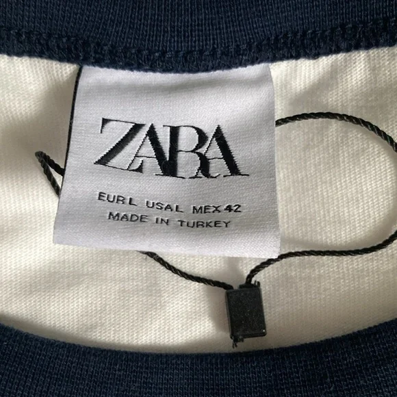 Zara Navy and White Raglan Shirt new - Picture 2 of 2